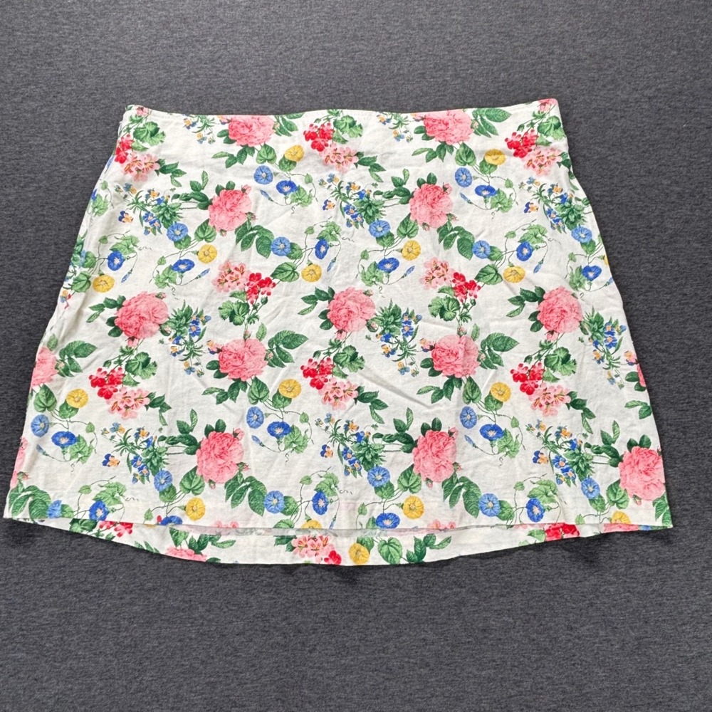 Old Navy Skirt Womens 2X Plus Floral Linen Blend ALine Mini Multicolor NEW
